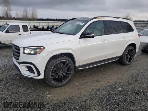 2025 Mercedes-Benz GLS with VIN 4JGFF5KE7SB324547, listed as a Copart auction lot 45541525 with 1,967 mi miles and Salvage Title. Bid and sale history available at carsss.com. Image 1.