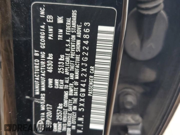 2018 Kia Optima SX with VIN 5XXGW4L2XJG224863, listed as a Copart auction lot 58701575 with 79,673 mi miles and Salvage title. Bid and sale history available at DreamBid. Image 12.