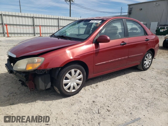 2009 Kia Spectra EX with VIN KNAFE221195634069, listed as a Copart auction lot 46187164 with 180,655 mi miles and Salvage Title. Bid and sale history available at carsss.com. Image 1.
