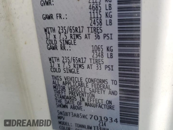 2024 Nissan Rogue S with VIN 5N1BT3AB5RC701934, listed as a Copart auction lot 61430615 with 21,609 mi miles and Salvage title. Bid and sale history available at DreamBid. Image 14.