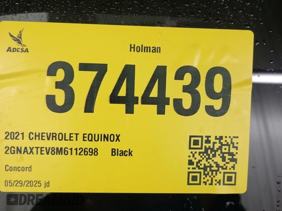 2021 Chevrolet Equinox LT with VIN 2GNAXTEV8M6112698, listed as a IAAI auction lot 42547280 with 66,209 mi miles and . Bid and sale history available at DreamBid. Image 6.
