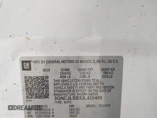 2018 Chevrolet Trax LT with VIN 3GNCJLSB3JL415495, listed as a IAAI auction lot 41734509 with 66,814 mi miles and . Bid and sale history available at carsss.com. Image 9.