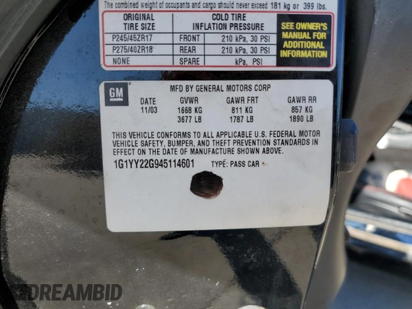 2004 Chevrolet Corvette with VIN 1G1YY22G945114601, listed as a Copart auction lot 78934244 with 173,408 mi miles and Salvage Title. Bid and sale history available at carsss.com. Image 13.