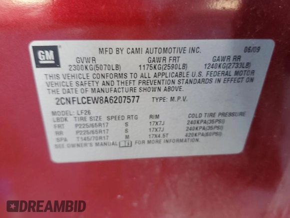 2010 Chevrolet Equinox LS with VIN 2CNFLCEW8A6207577, listed as a Copart auction lot 44203875 with 221,721 mi miles and Salvage Title. Bid and sale history available at carsss.com. Image 16.