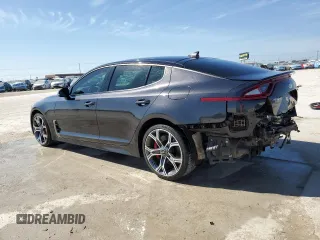 2018 Kia Stinger GT with VIN KNAE35LCXJ6040453, listed as a Copart auction lot 46859275 with 19,373 mi miles and Salvage Title. Bid and sale history available at carsss.com. Image 2.