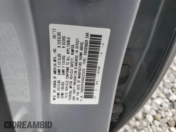 2013 Honda Accord Sdn EX-L with VIN 1HGCR2F80DA223202, listed as a Copart auction lot 77855874 with 159,993 mi miles and Salvage Title. Bid and sale history available at carsss.com. Image 12.
