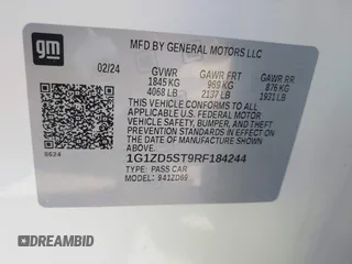 2024 Chevrolet Malibu LT with VIN 1G1ZD5ST9RF184244, listed as a IAAI auction lot 42006961 with 14,303 mi miles and . Bid and sale history available at DreamBid. Image 9.