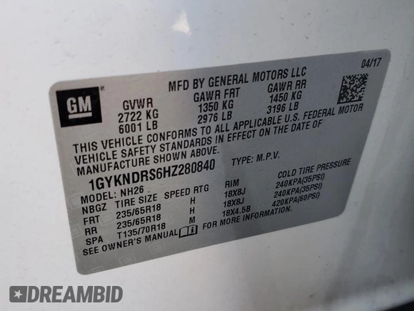 2017 Cadillac XT5 Luxury AWD z VIN 1GYKNDRS6HZ280840, wystawiony jako Copart lot #56240795 z przebiegiem 138 859 mil mil oraz Szkoda całkowita • Salvage title. Historia ofert i sprzedaży dostępna na DreamBid. Obrazek 13.