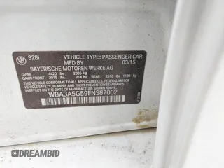2015 BMW 3 Series 328i с VIN WBA3A5G59FNS87002, выставлен на аукционе IAAI как лот 42366574 с пробегом 173 359 миль миль и . История ставок и продаж доступна на DreamBid. Изображение 9.