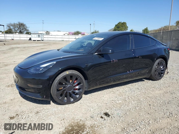 2022 Tesla Model 3 Performance with VIN 5YJ3E1EC8NF353747, listed as a Copart auction lot 45716805 with 13,971 mi miles and Salvage Title. Bid and sale history available at DreamBid. Image 1.