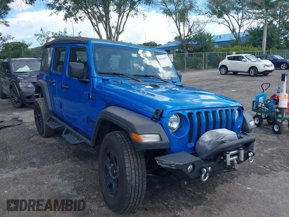 2022 Jeep Wrangler Unlimited Sport with VIN 1C4HJXDG3NW117155, listed as a IAAI auction lot 40240879 with 36,323 mi miles and . Bid and sale history available at DreamBid. Image 1.