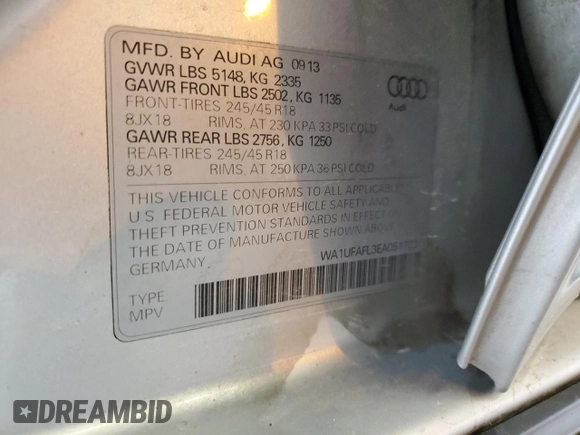 2014 Audi allroad Premium Plus with VIN WA1UFAFL3EA051723, listed as a Copart auction lot 52863544 with 132,307 mi miles and Salvage Title. Bid and sale history available at carsss.com. Image 13.