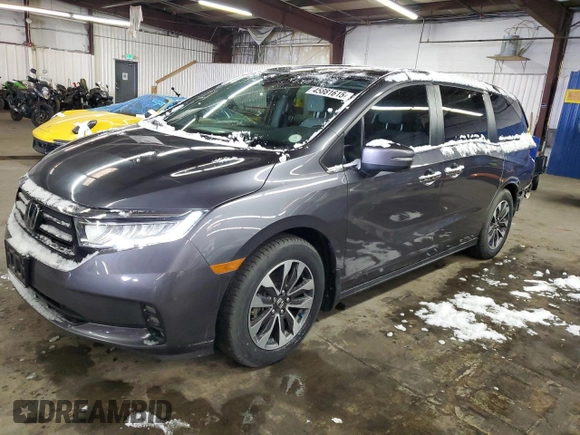 2021 Honda Odyssey EX-L with VIN 5FNRL6H76MB008520, listed as a Copart auction lot 45881615 with 45,964 mi miles and Salvage Title. Bid and sale history available at DreamBid. Image 1.
