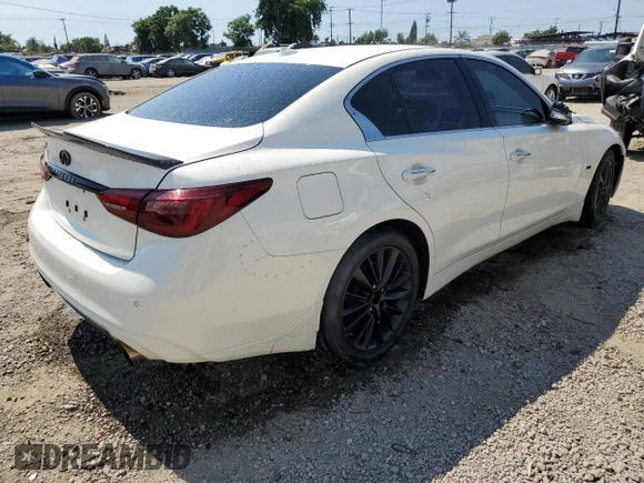 2020 Infiniti Q50 Luxe with VIN JN1EV7APXLM202372, listed as a Copart auction lot 65206765 with 45,788 mi miles and Salvage title. Bid and sale history available at DreamBid. Image 3.