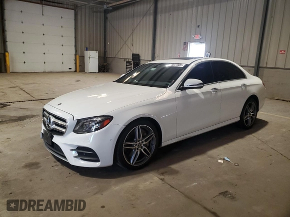 2018 Mercedes-Benz E 300 with VIN WDDZF4JB7JA314257, listed as a Copart auction lot 54071805 with 76,658 mi miles and Salvage title. Bid and sale history available at DreamBid. Image 1.