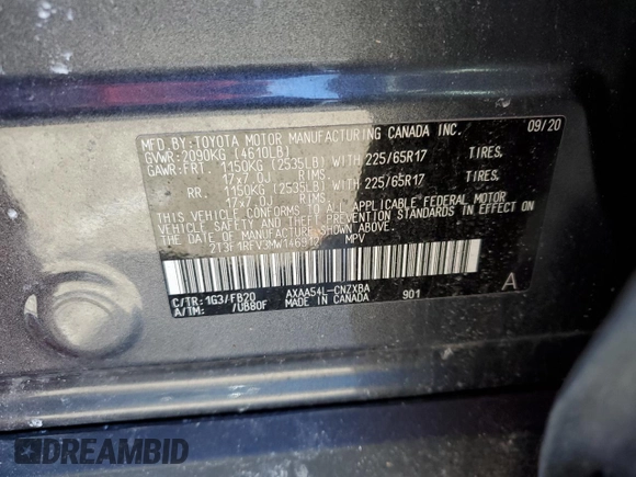 2021 Toyota RAV4 LE with VIN 2T3F1RFV3MW146912, listed as a Copart auction lot 45193955 with 40,035 mi miles and Salvage Title. Bid and sale history available at carsss.com. Image 14.