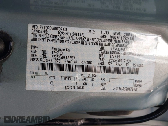 2013 Ford C-Max SE with VIN 1FADP5AU7DL557350, listed as a IAAI auction lot 41518831 with Not Provided miles. Bid and sale history available at carsss.com. Image 9.