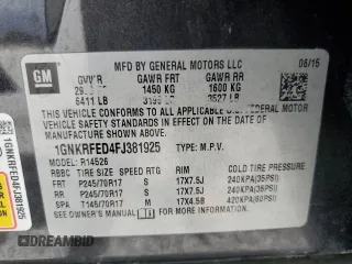 2015 Chevrolet Traverse LS with VIN 1GNKRFED4FJ381925, listed as a Copart auction lot 53170385 with Not Provided miles and Salvage Title. Bid and sale history available at DreamBid. Image 13.