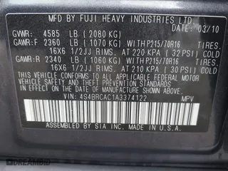 2010 Subaru Outback with VIN 4S4BRCAC1A3374122, listed as a IAAI auction lot 41190853 with 118,207 mi miles. Bid and sale history available at carsss.com. Image 9.