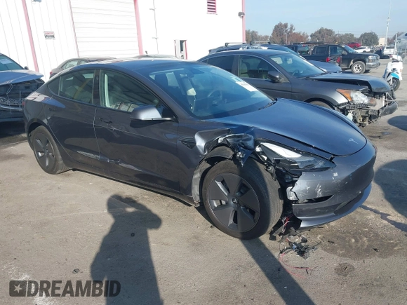 2023 Tesla Model 3 with VIN 5YJ3E1EA5PF697201, listed as a IAAI auction lot 41589422 with 16,862 mi miles and . Bid and sale history available at carsss.com. Image 1.