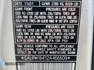 2002 Land Rover Range Rover with VIN SALPM16412A466609, listed as a Copart auction lot 59976045 with 91,547 mi miles and Salvage title. Bid and sale history available at DreamBid. Image 13.