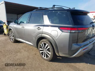2023 Nissan Pathfinder Platinum with VIN 5N1DR3DK4PC204924, listed as a IAAI auction lot 41366352 with 25,918 mi miles and . Bid and sale history available at DreamBid. Image 3.