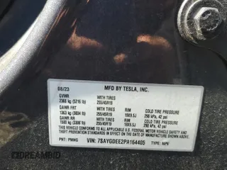 2023 Tesla Model Y Long Range with VIN 7SAYGDEE2PA164405, listed as a Copart auction lot 50085905 with 42,156 mi miles and Salvage Title. Bid and sale history available at DreamBid. Image 15.