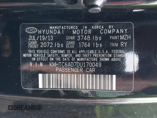 2013 Hyundai Veloster w/Black Int with VIN KMHTC6AD7DU170049, listed as a IAAI auction lot 42441737 with 101,924 mi miles and . Bid and sale history available at DreamBid. Image 9.