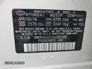 2014 Hyundai Azera Limited z VIN KMHFH4JG1EA388388, wystawiony jako Copart lot #58166675 z przebiegiem Nie podano mil oraz Szkoda całkowita • Salvage title. Historia ofert i sprzedaży dostępna na DreamBid. Obrazek 13.
