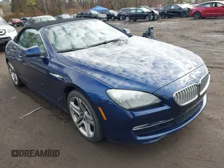 2012 BMW 6 Series 650i with VIN WBALZ3C59CDL72605, listed as a IAAI auction lot 41211435 with 84,545 mi miles. Bid and sale history available at carsss.com. Image 1.
