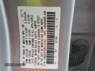 2015 Honda Accord EX-L with VIN 1HGCR2F84FA121002, listed as a Copart auction lot 62891965 with 120,037 mi miles and Salvage title. Bid and sale history available at DreamBid. Image 12.
