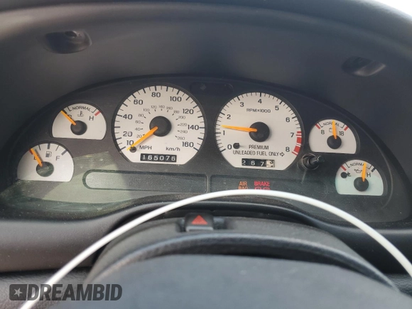 1997 Ford Mustang Cobra with VIN 1FALP47V0VF117976, listed as a Copart auction lot 72975454 with 165,076 mi miles and Salvage Title. Bid and sale history available at carsss.com. Image 9.