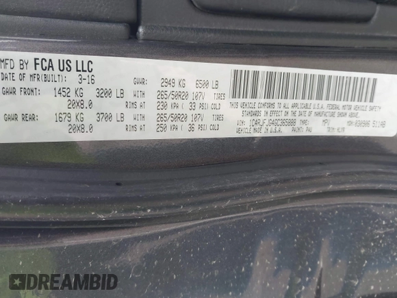 2016 Jeep Grand Cherokee Summit с VIN 1C4RJFJG4GC365888, выставлен на аукционе IAAI как лот 42100400 с пробегом 120 901 миль миль и . История ставок и продаж доступна на DreamBid. Изображение 9.