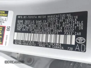 2016 Toyota Corolla L with VIN 2T1BURHE6GC643373, listed as a IAAI auction lot 41641399 with 85,088 mi miles and . Bid and sale history available at DreamBid. Image 9.