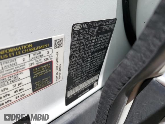 2019 Land Rover Range Rover HSE with VIN SALGS2SV3KA524374, listed as a Copart auction lot 56565285 with Not provided miles and Salvage title. Bid and sale history available at DreamBid. Image 12.