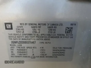 2014 Chevrolet Equinox LT with VIN 2GNFLCE35E6370467, listed as a Copart auction lot 53712175 with 122,635 mi miles and Clean Title. Bid and sale history available at carsss.com. Image 14.