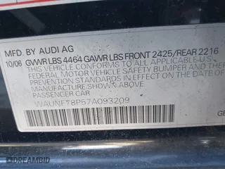 2007 Audi A3 with VIN WAUNF78P57A093209, listed as a IAAI auction lot 41650745 with 155,471 mi miles. Bid and sale history available at carsss.com. Image 9.