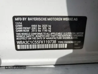 2015 BMW 3 Series 328i with VIN WBA3C1C55FK119738, listed as a Copart auction lot 50890785 with 127,509 mi miles and Salvage Title. Bid and sale history available at carsss.com. Image 13.