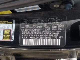 2011 Hyundai Veracruz GLS with VIN KM8NUDCC3BU156029, listed as a IAAI auction lot 42013380 with 198,292 mi miles and . Bid and sale history available at DreamBid. Image 9.