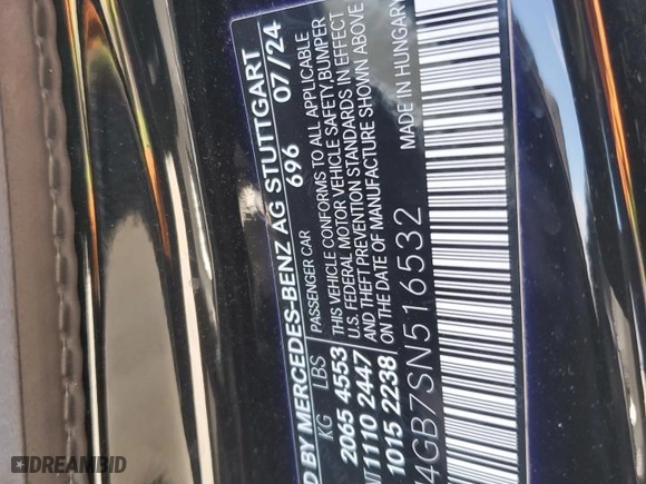 2025 Mercedes-Benz CLA with VIN W1K5J4GB7SN516532, listed as a Copart auction lot 86814014 with 4,053 mi miles and Salvage Title. Bid and sale history available at carsss.com. Image 12.