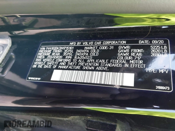 2021 Volvo XC60 Momentum z VIN YV4102DK2M1715161, wystawiony jako IAAI lot #42096448 z przebiegiem 57 784 mil mil oraz . Historia ofert i sprzedaży dostępna na DreamBid. Obrazek 9.