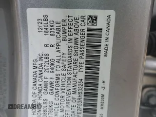 2024 Honda Civic Sport z VIN 2HGFE2F53RH533254, wystawiony jako Copart lot #52008585 z przebiegiem 17 674 mil mil oraz Szkoda całkowita • Salvage title. Historia ofert i sprzedaży dostępna na DreamBid. Obrazek 13.