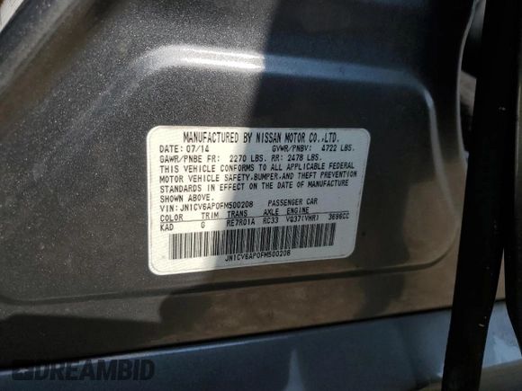 2015 Infiniti Q40 with VIN JN1CV6AP0FM500208, listed as a Copart auction lot 77498594 with 0 mi miles and Salvage Title. Bid and sale history available at carsss.com. Image 15.
