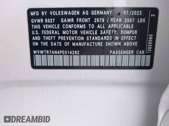 2023 Volkswagen Arteon SEL Premium R-Line z VIN WVWTR7AN4PE014292, wystawiony jako IAAI lot #42331800 z przebiegiem 6 389 mil mil oraz . Historia ofert i sprzedaży dostępna na DreamBid. Obrazek 9.