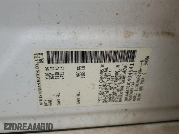 2018 Nissan Maxima Platinum z VIN 1N4AA6AP6JC404541, wystawiony jako Copart lot #58216865 z przebiegiem 85 673 mil mil oraz Szkoda całkowita • Salvage title. Historia ofert i sprzedaży dostępna na DreamBid. Obrazek 12.