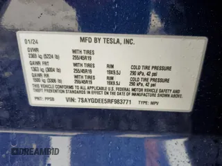 2024 Tesla Model Y Long Range с VIN 7SAYGDEE5RF983771, выставлен на аукционе Copart как лот 86153274 с пробегом 4 105 миль миль и Списание • Salvage title. История ставок и продаж доступна на DreamBid. Изображение 13.