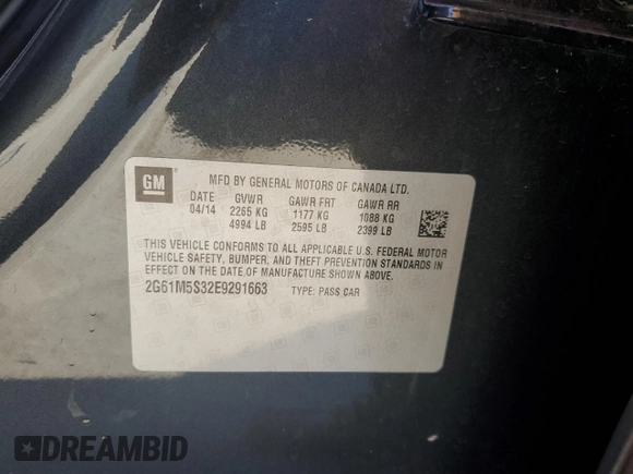 2014 Cadillac XTS Luxury with VIN 2G61M5S32E9291663, listed as a Copart auction lot 50421035 with 34,051 mi miles and Salvage title. Bid and sale history available at DreamBid. Image 12.