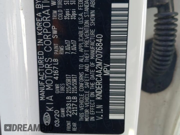 2021 Kia Seltos EX with VIN KNDERCAA2M7076840, listed as a Copart auction lot 44177135 with 41,650 mi miles and Salvage Title. Bid and sale history available at DreamBid. Image 13.