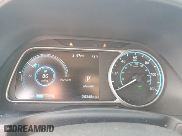 2020 Nissan LEAF SV Plus with VIN 1N4BZ1CP0LC307707, listed as a Copart auction lot 48912355 with 26,348 mi miles and Salvage Title. Bid and sale history available at DreamBid. Image 9.
