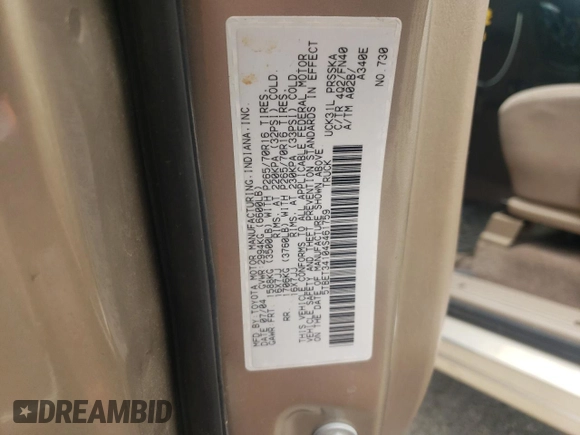 2004 Toyota Tundra SR5 with VIN 5TBET34104S461759, listed as a Copart auction lot 54163485 with 183,671 mi miles and Salvage Title. Bid and sale history available at DreamBid. Image 12.